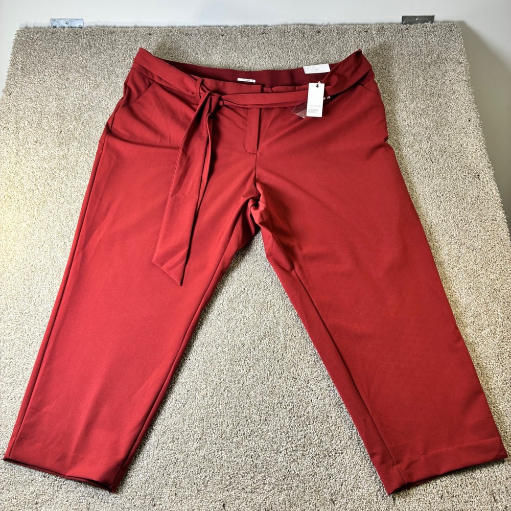 NWT Lane Bryant Cropped Pants Paperbag Tie Waist Career Casual Red Plus Size 28R